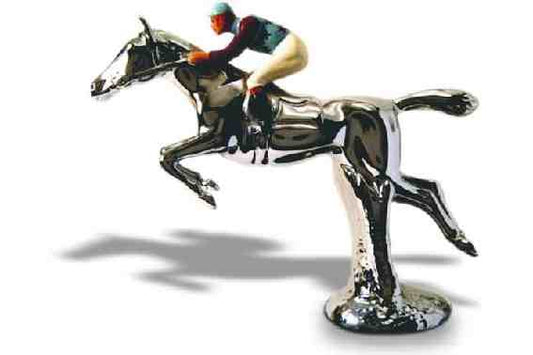 Aintree racehorse jumping hurdle, large Chrome Plated (Standard Finish) Car Bonnet Mascot Hood Ornament