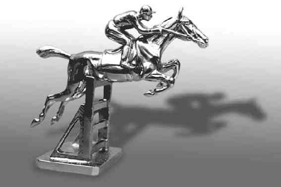 Aintree racehorse jumping rails, large Car Bonnet Mascot Hood Ornament