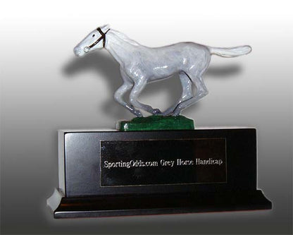Newmarket, galloping thoroughbred racehorse, with jockey - large Car Bonnet Mascot Hood Ornament