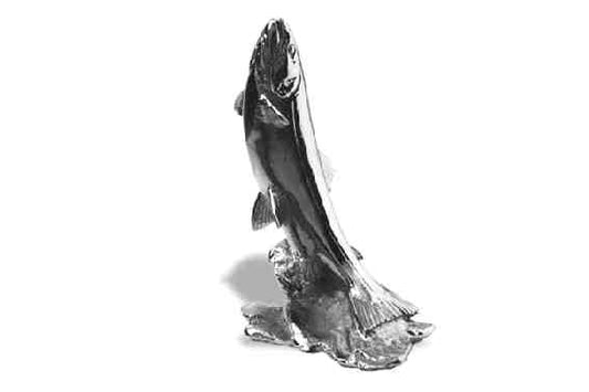 Salmon, leaping, new model Car Bonnet Mascot Hood Ornament