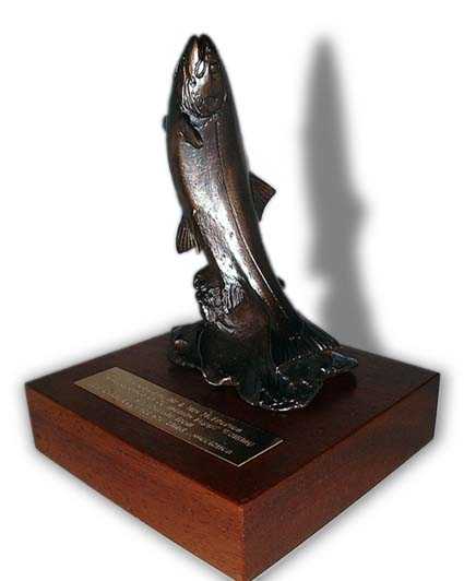 Salmon, leaping, new model Car Bonnet Mascot Hood Ornament
