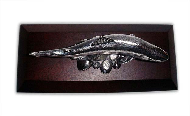 Trout, swimming, small Car Bonnet Mascot Hood Ornament