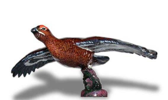 Grouse, flying, small Car Bonnet Mascot Hood Ornament