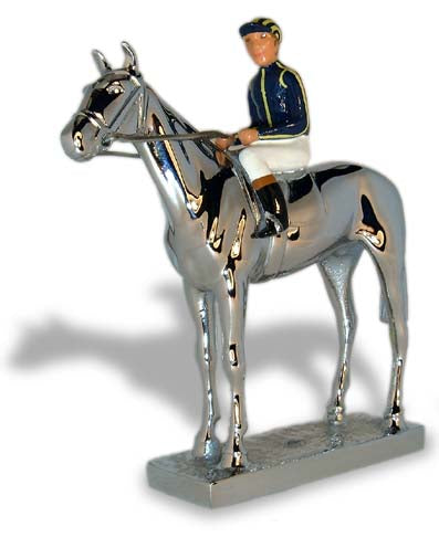 Windsor, Standing Thoroughbred with Jockey - Large Car Bonnet Mascot Hood Ornament