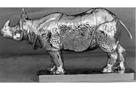 Rhinoceros, White Car Bonnet Mascot Hood Ornament